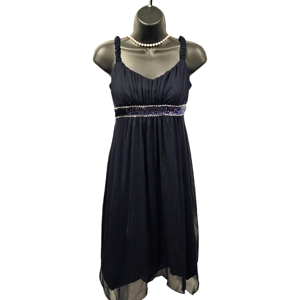 Enfocus Studio Navy Blue Sequin Accented Dress